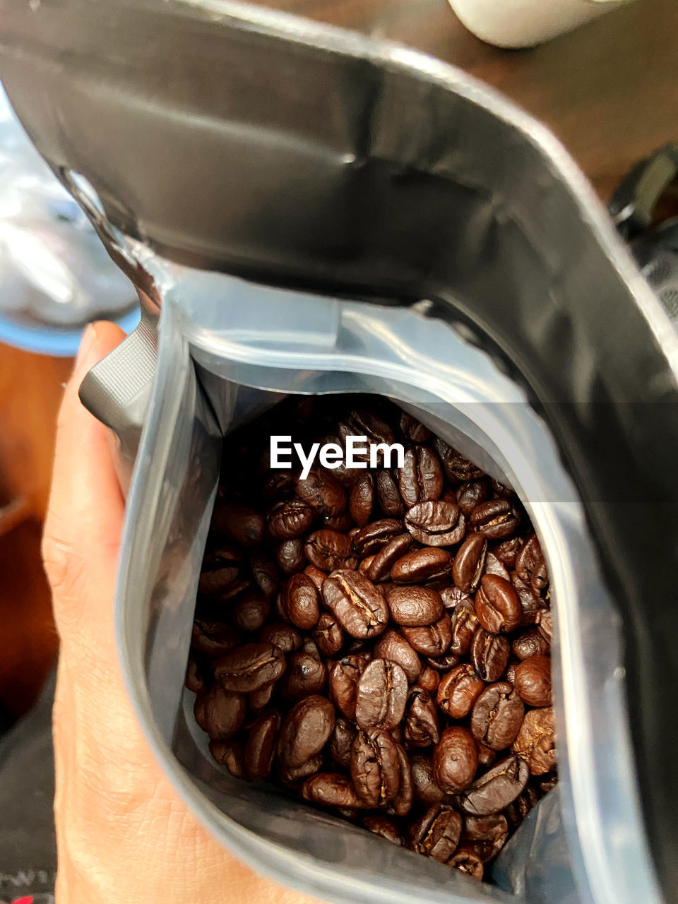 High angle view of coffee beans