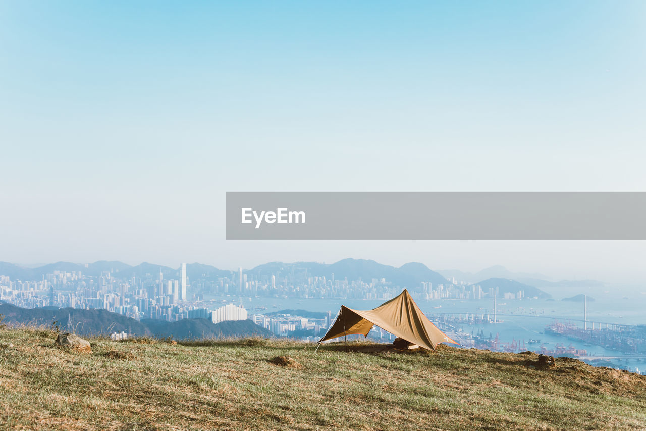 Built structure on land against clear sky