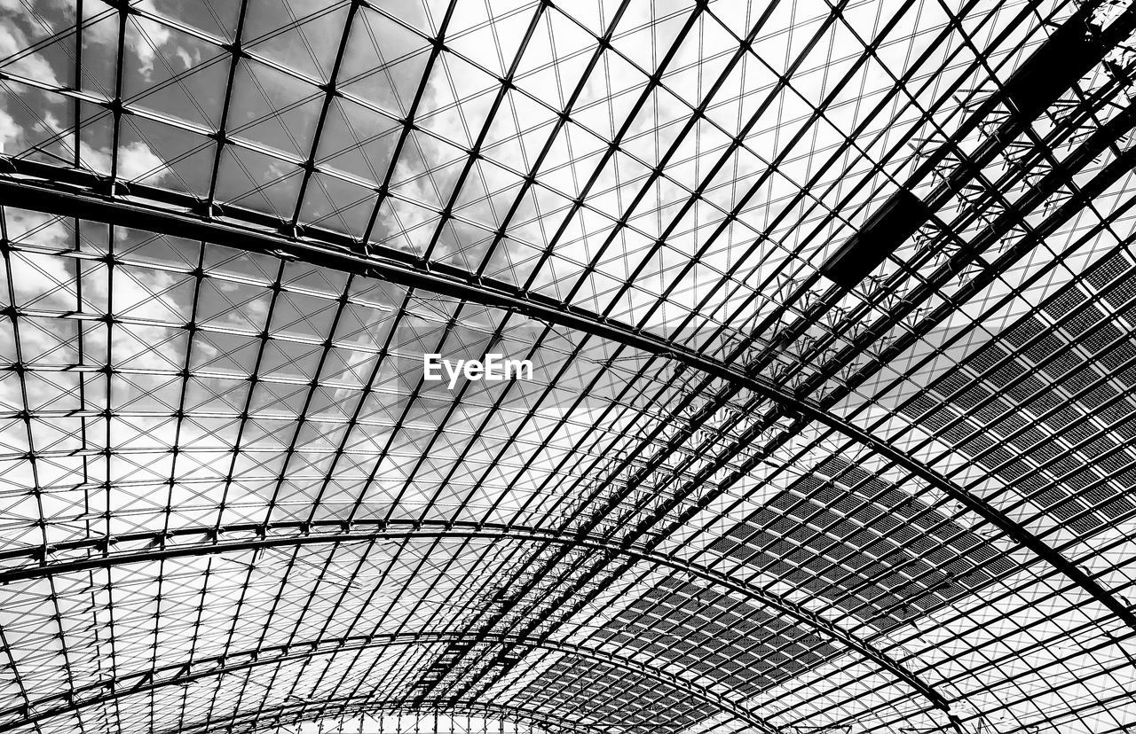 Low angle view of skylight in building