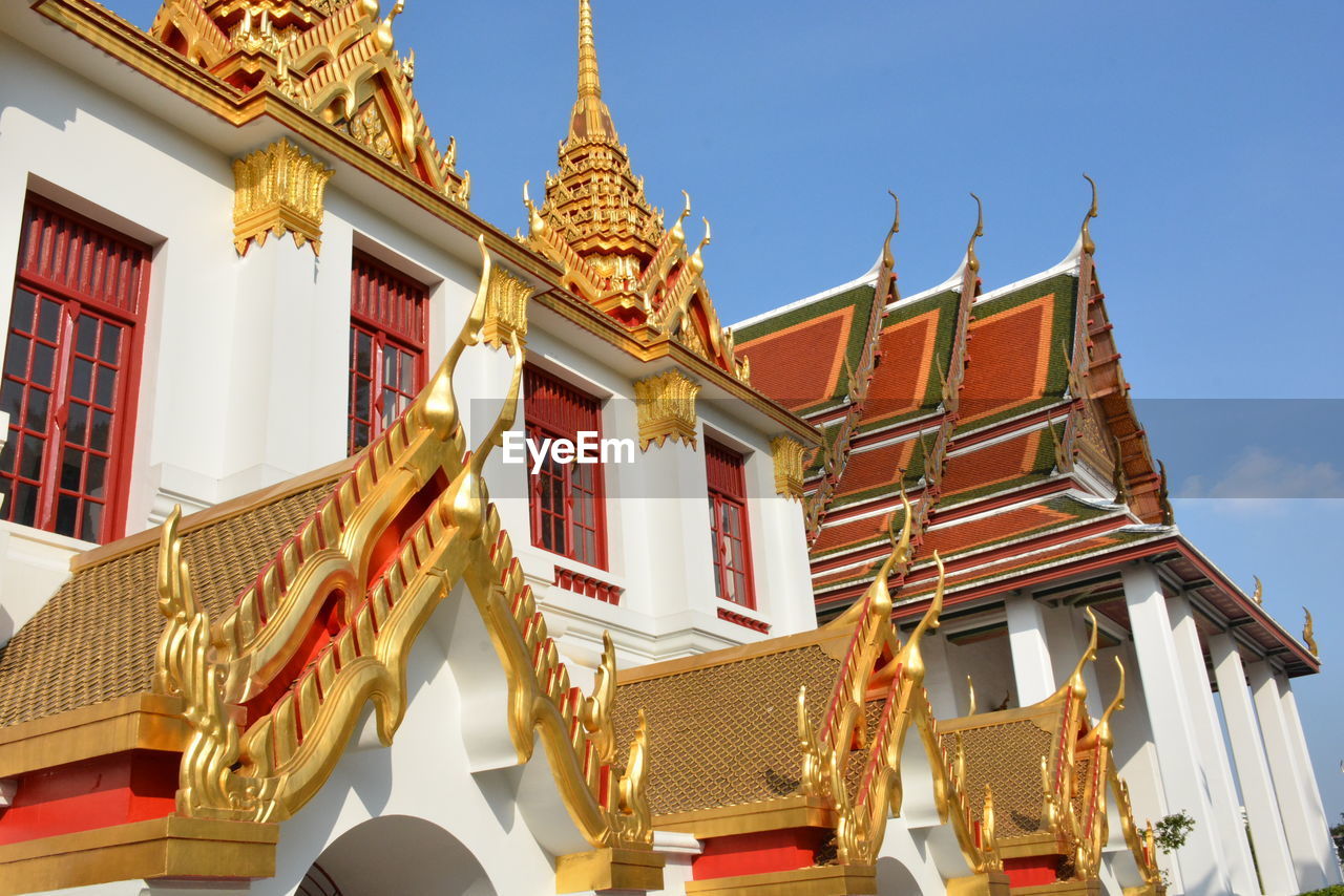 Low angle view of temple building against sky