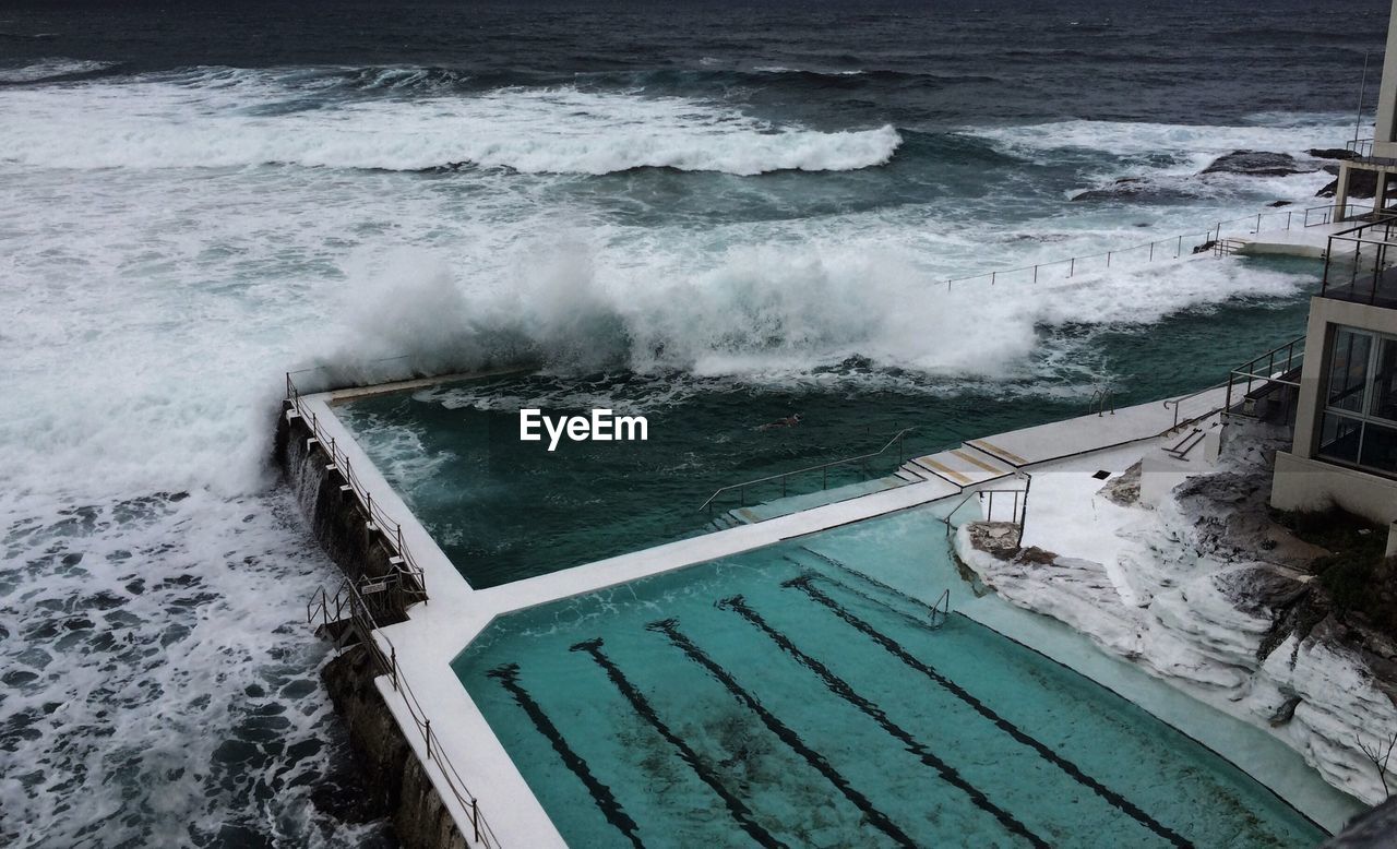 High angle view of sea shore