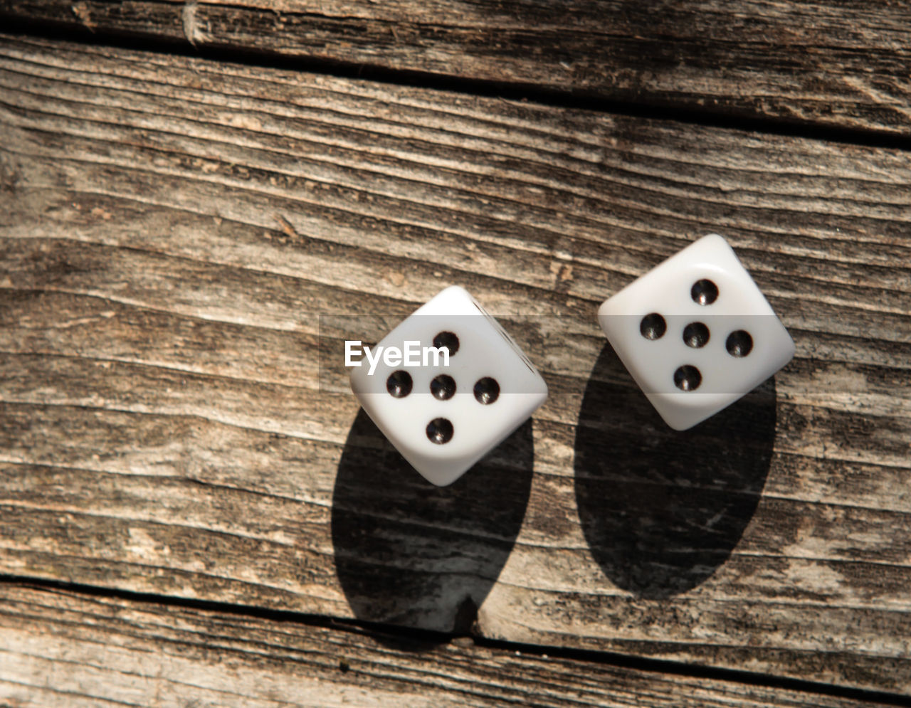 Directly above shot of dice on table