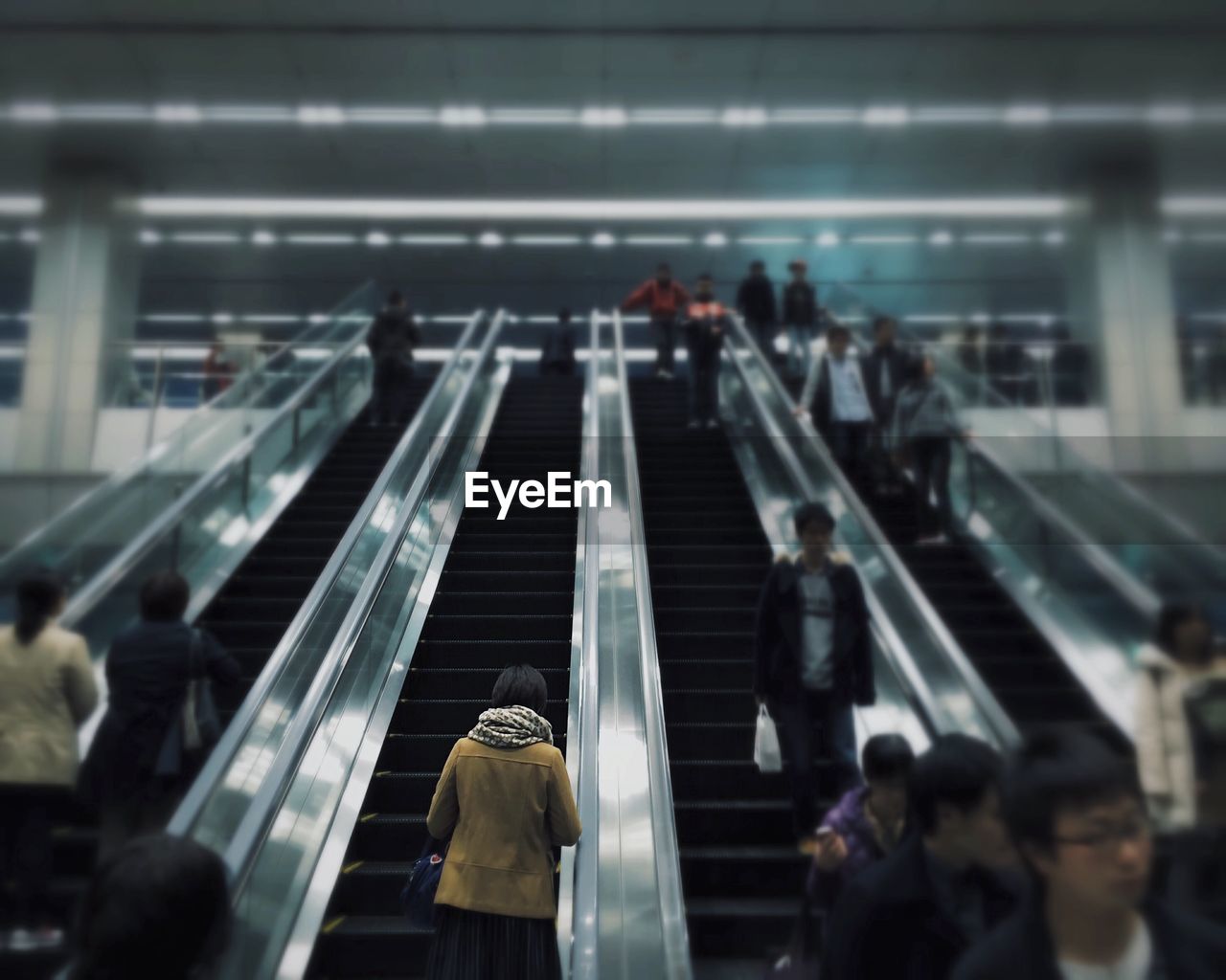 People on escalator