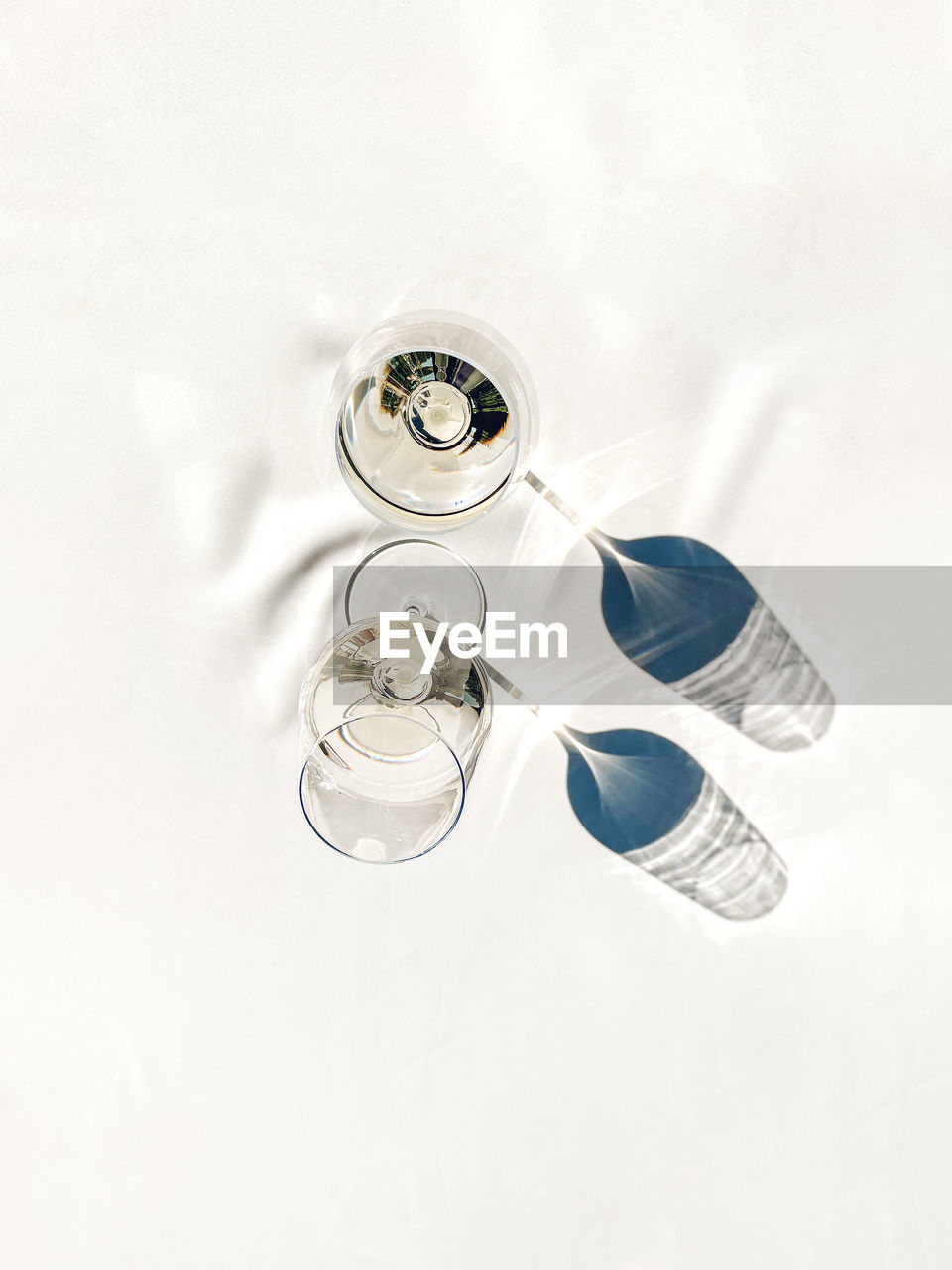 high angle view of glass on white background