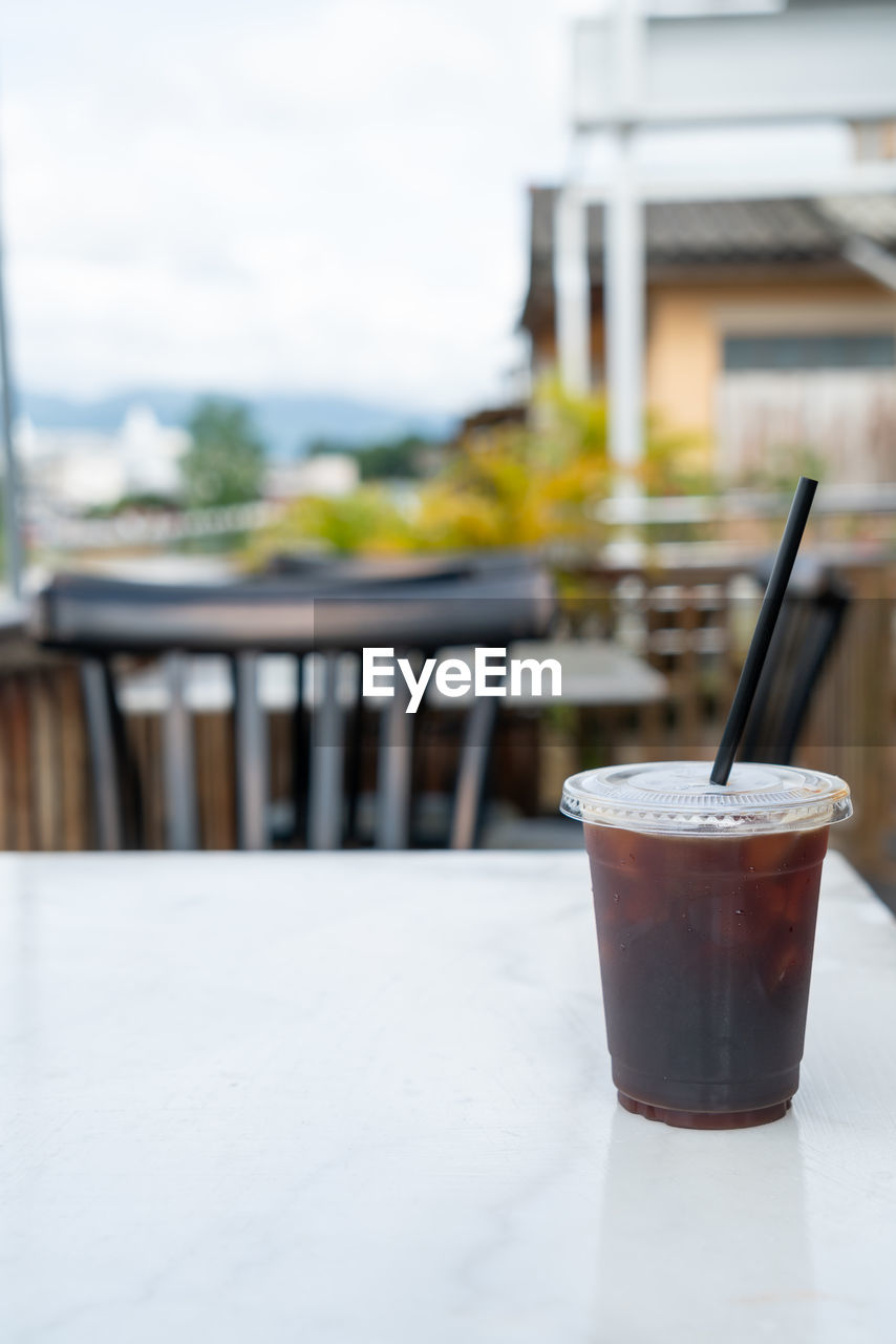 high angle view of drink on table