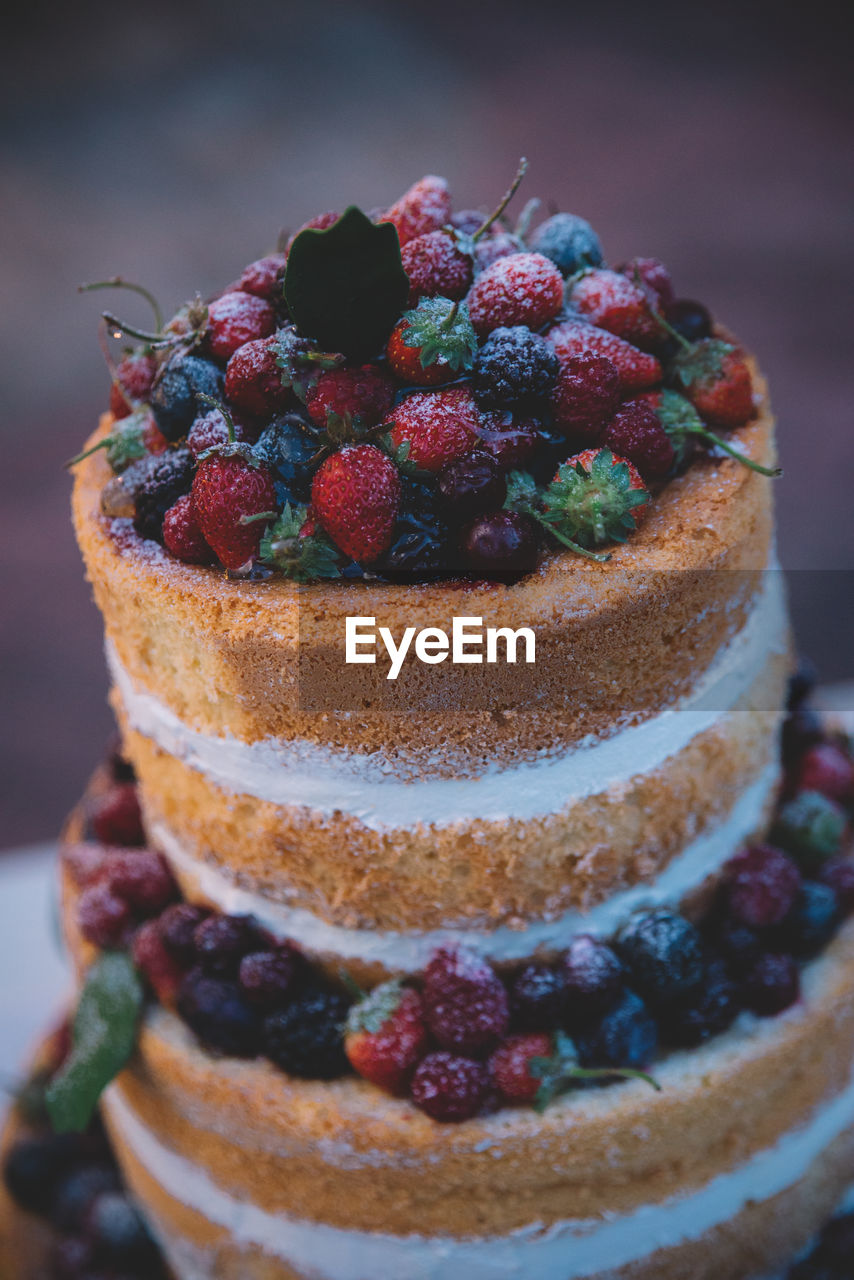 Close-up of  berries cake