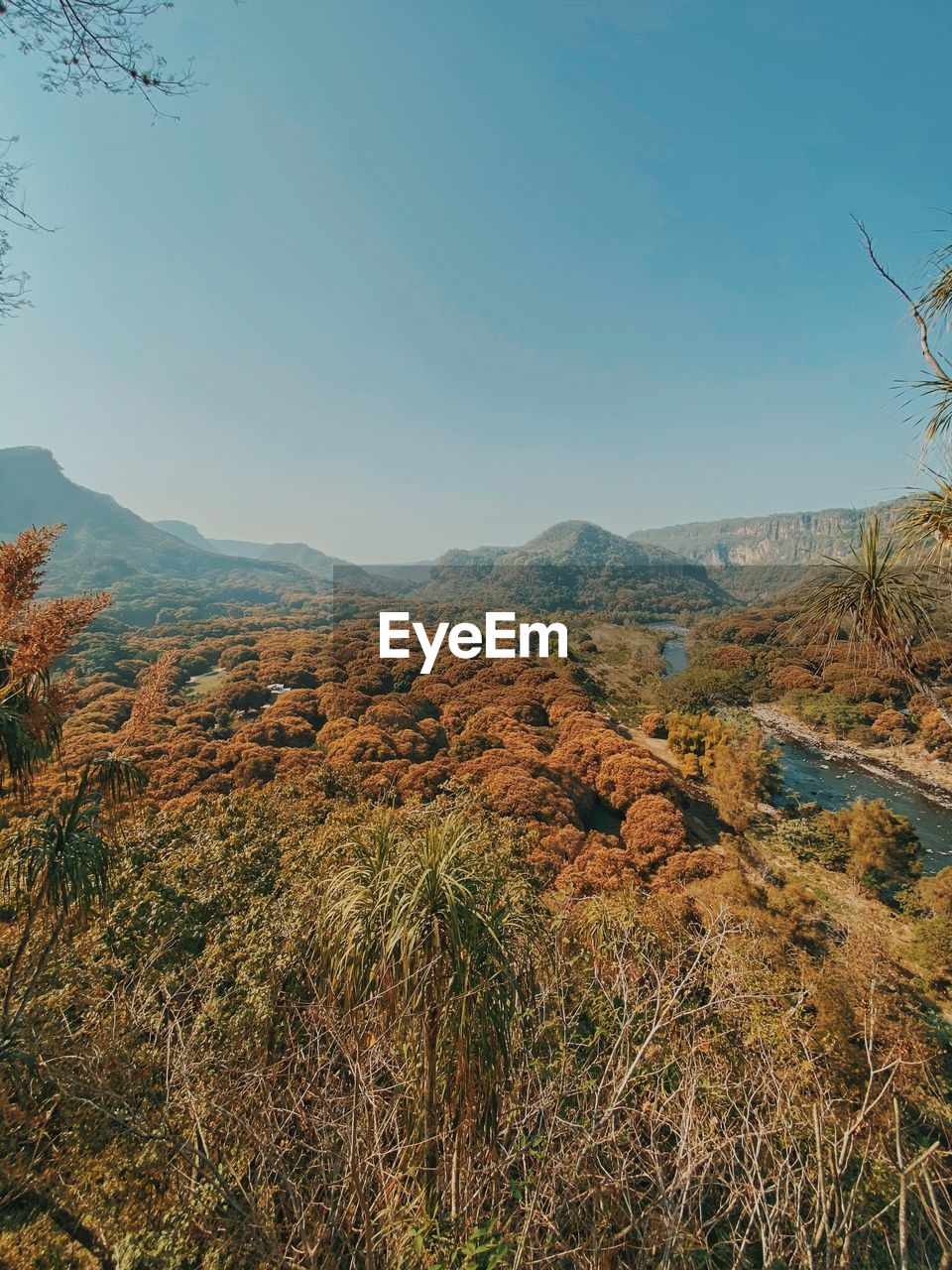 Scenic view of land against clear sky