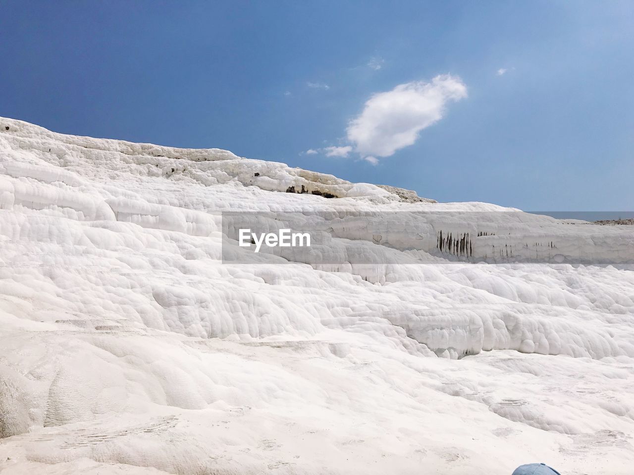 Low angle view of snowcapped mountain against sky