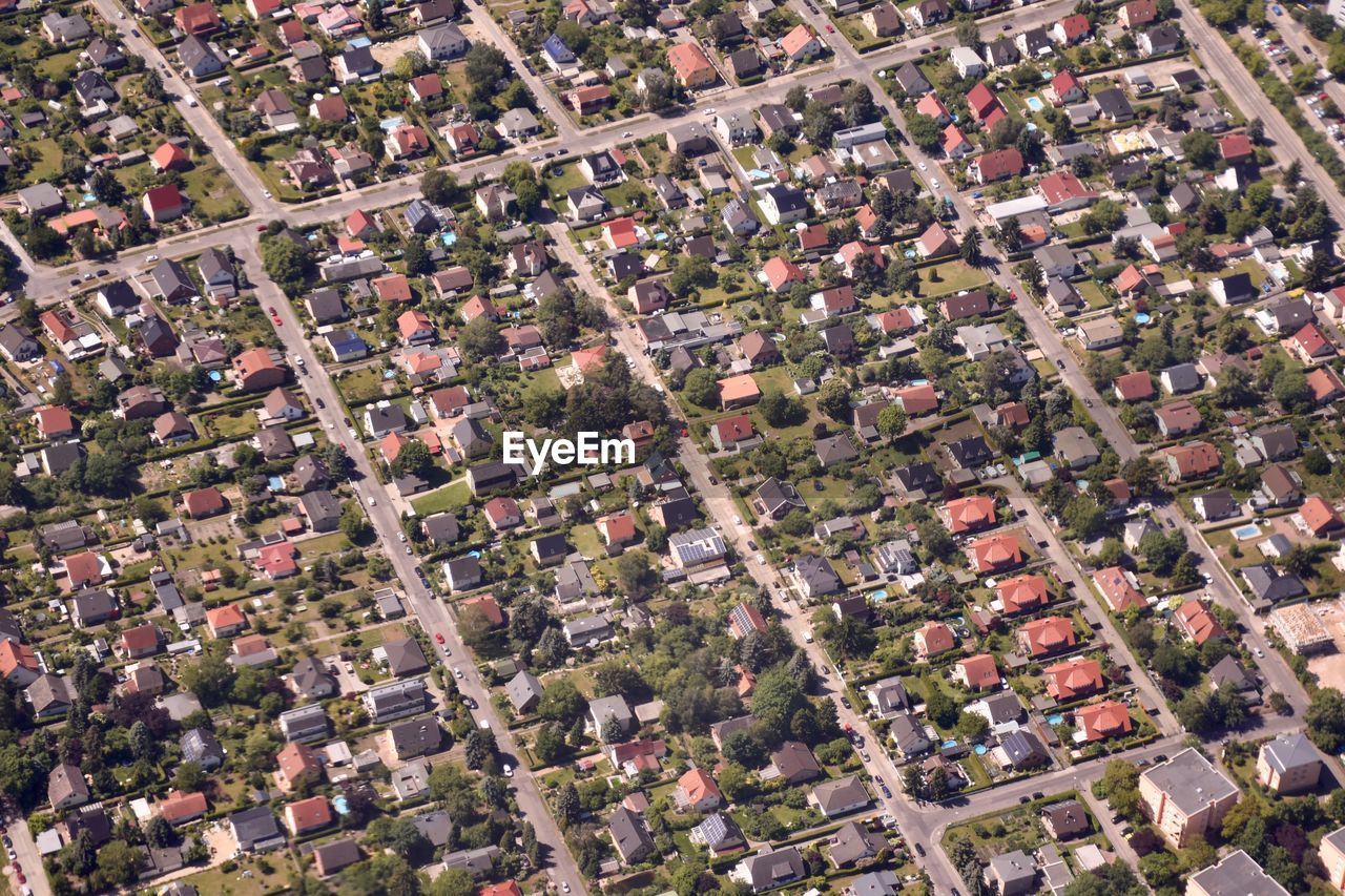 HIGH ANGLE VIEW OF TREE AND BUILDINGS IN CITY