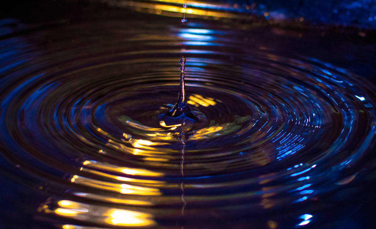 Close-up of drop splashing in water