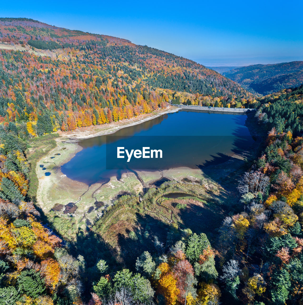 Aerial view of lake