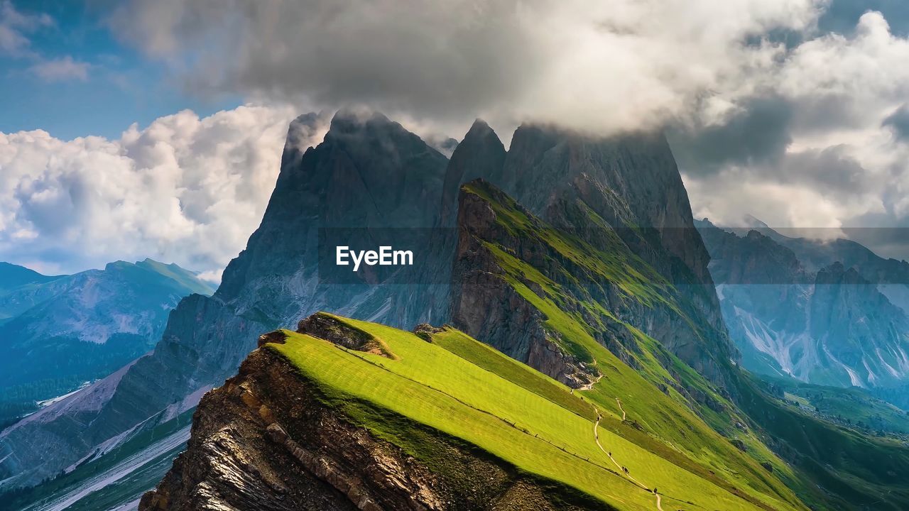 Panoramic view of mountains against sky