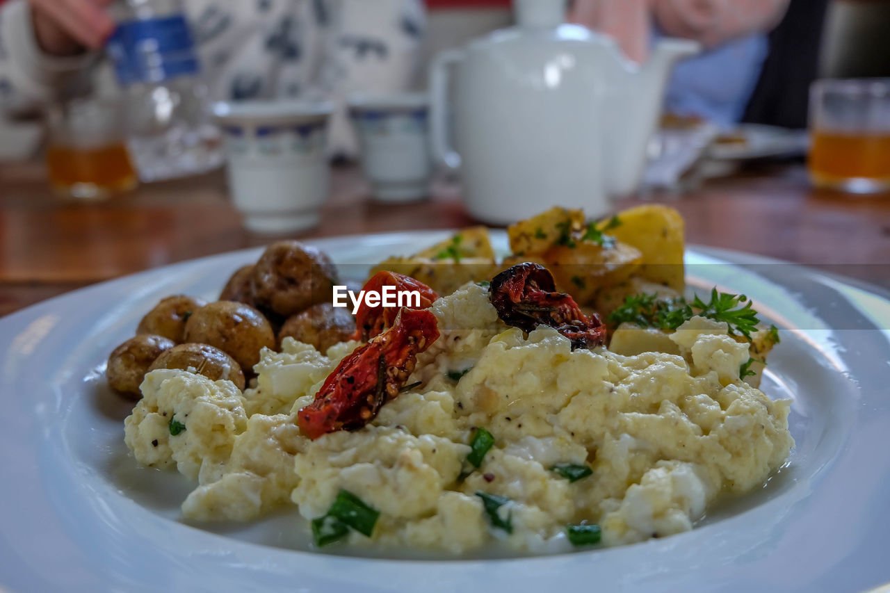 Close-up of food in plate on table