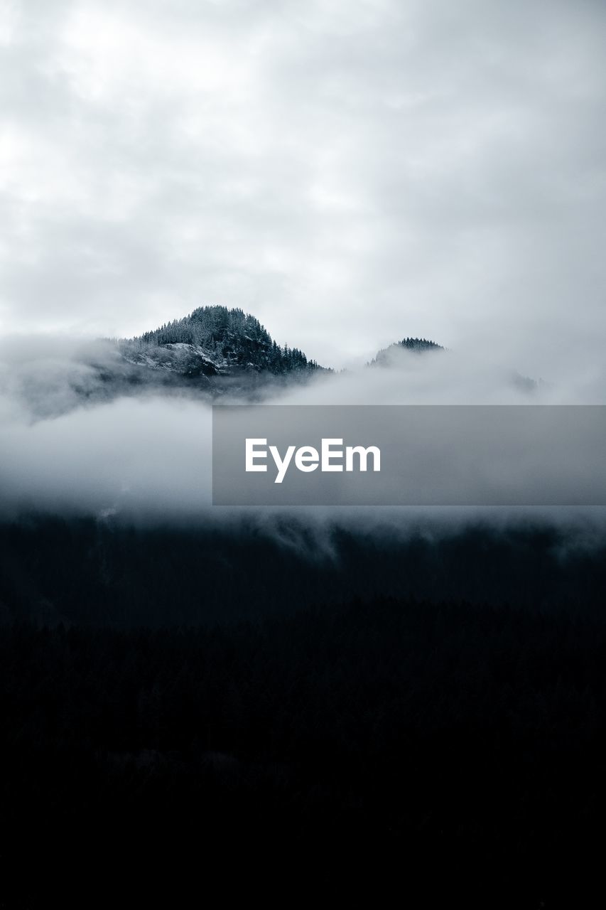Scenic view of landscape against sky during winter