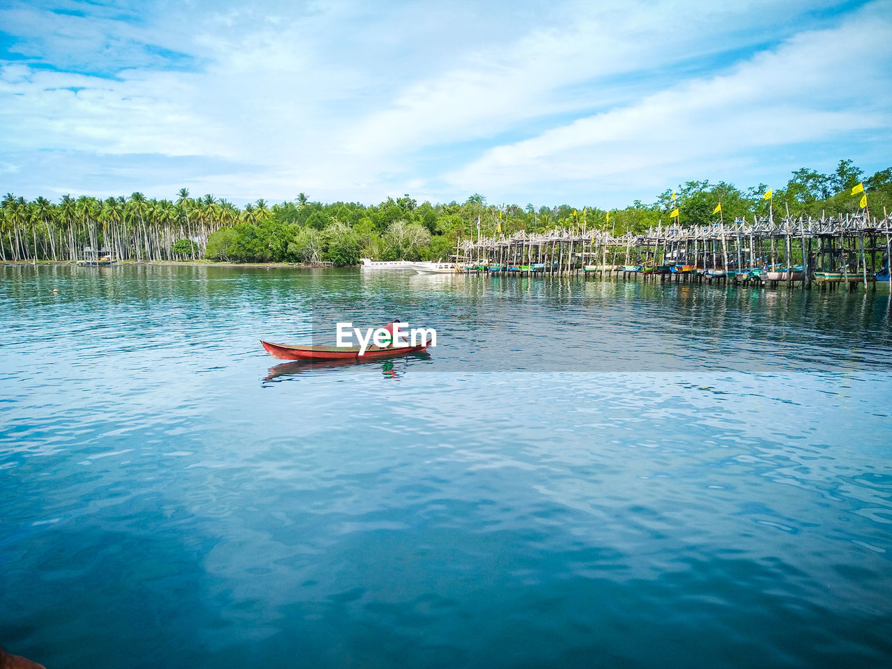 Traditional fishermen who are looking for fish in the coastal at obi island, indonesia