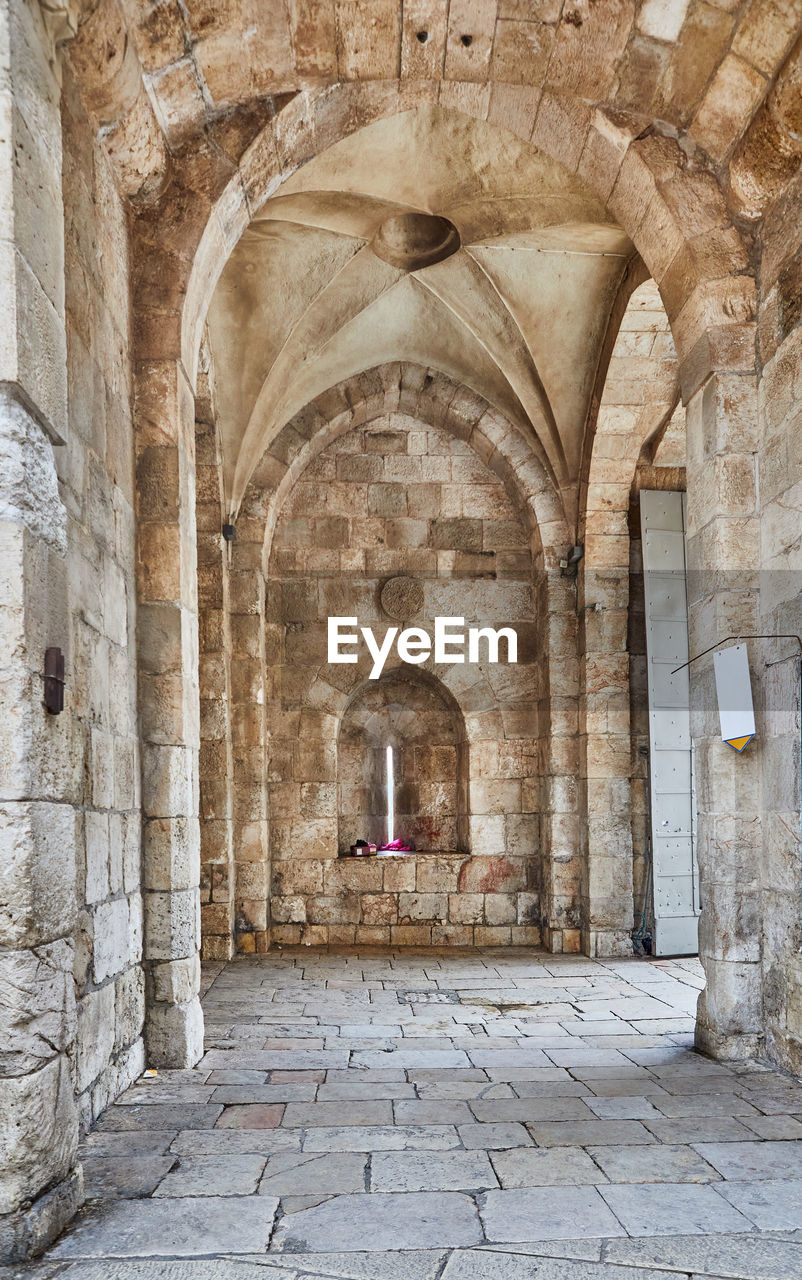 View of the jaffa gate in jerusalem. the old gate has the shape of a medieval gate tower 