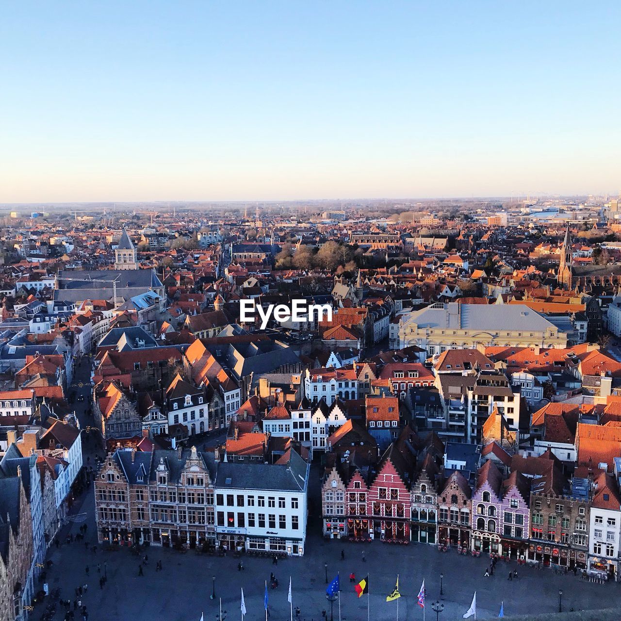 High angle view of buildings in city