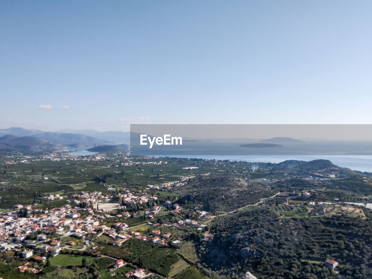 High angle view of townscape against sky