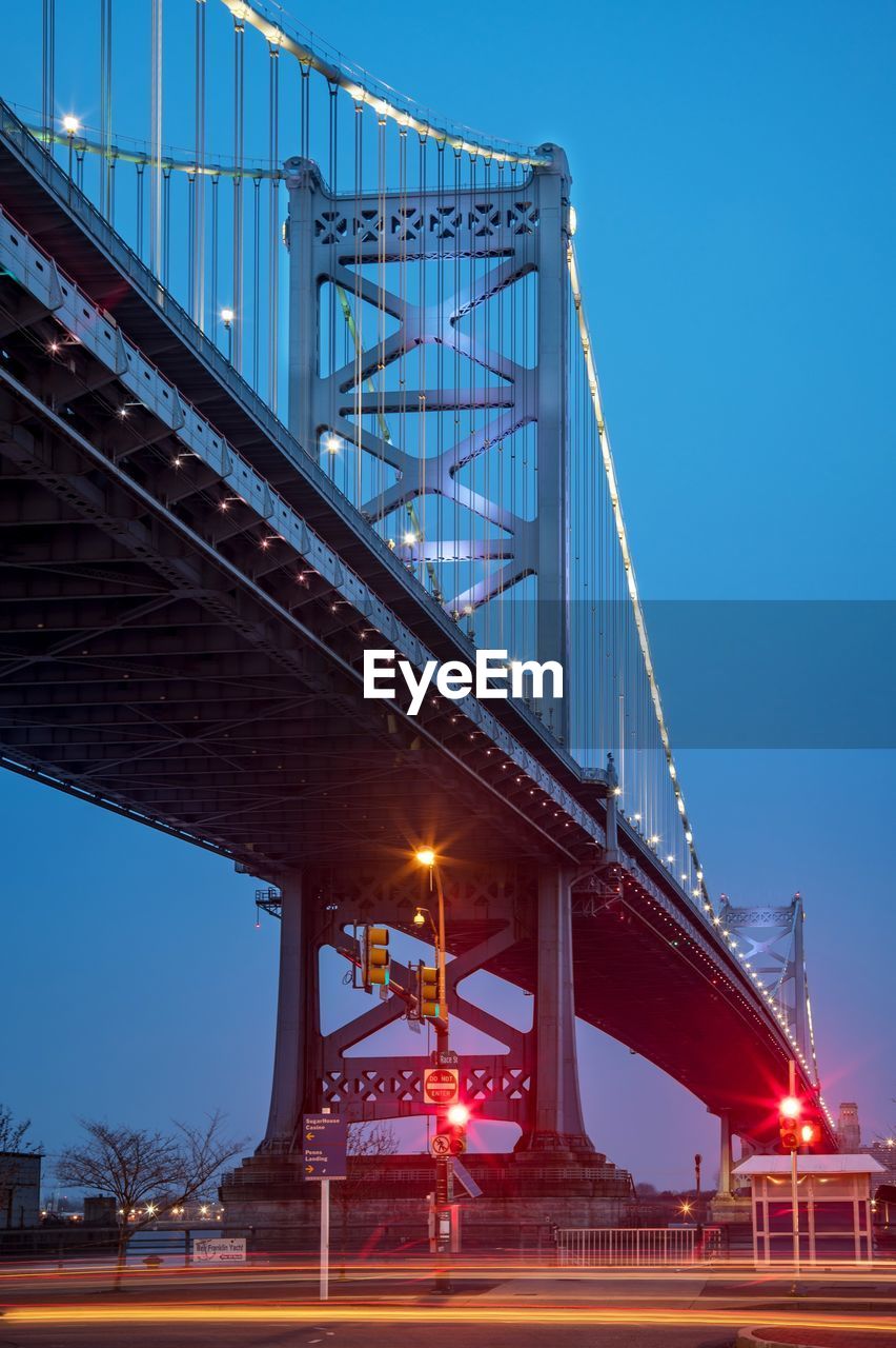 Low angle view of suspension bridge