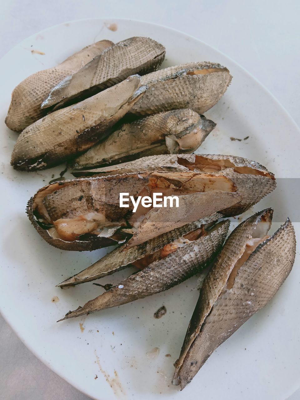 HIGH ANGLE VIEW OF FISH SERVED IN PLATE