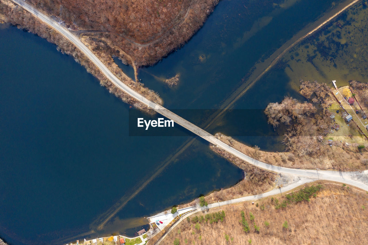 Aerial view of bridge over sea