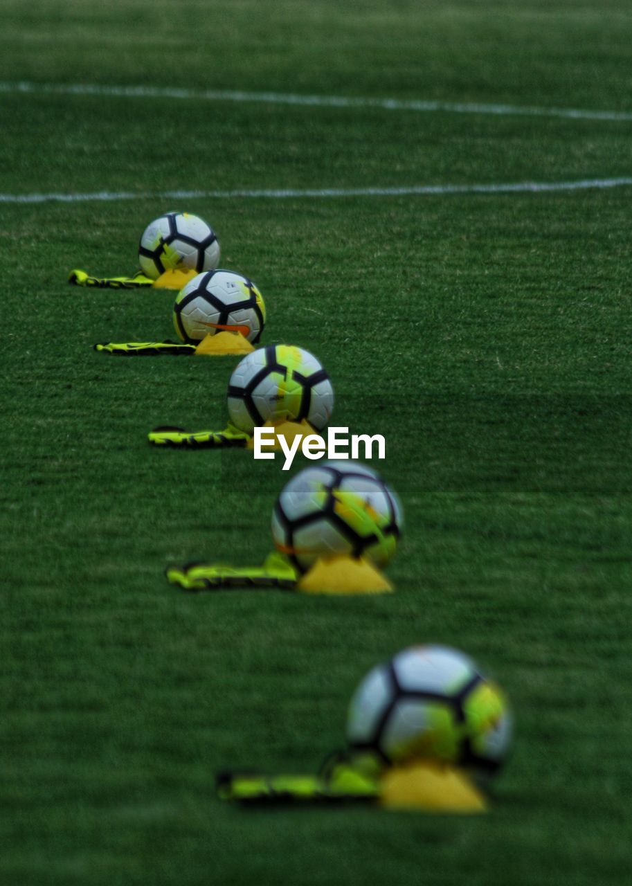 CLOSE-UP OF SOCCER BALL ON GREEN LEAF