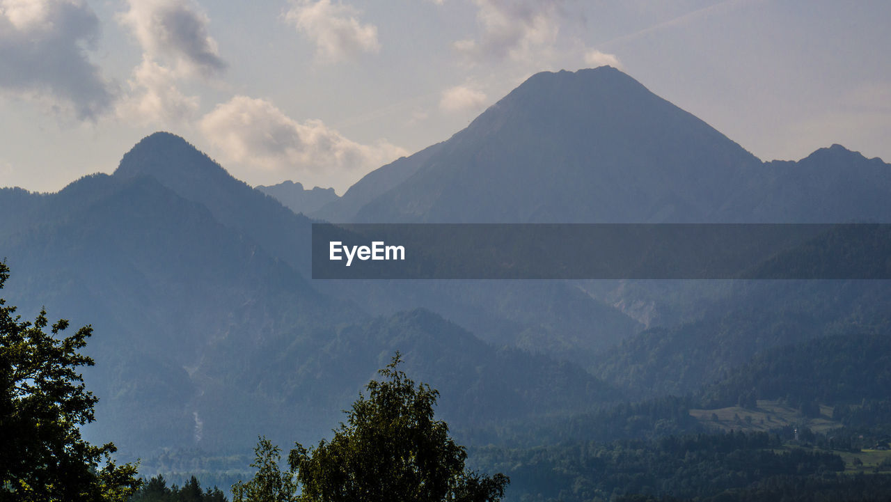 Scenic view of mountains against sky