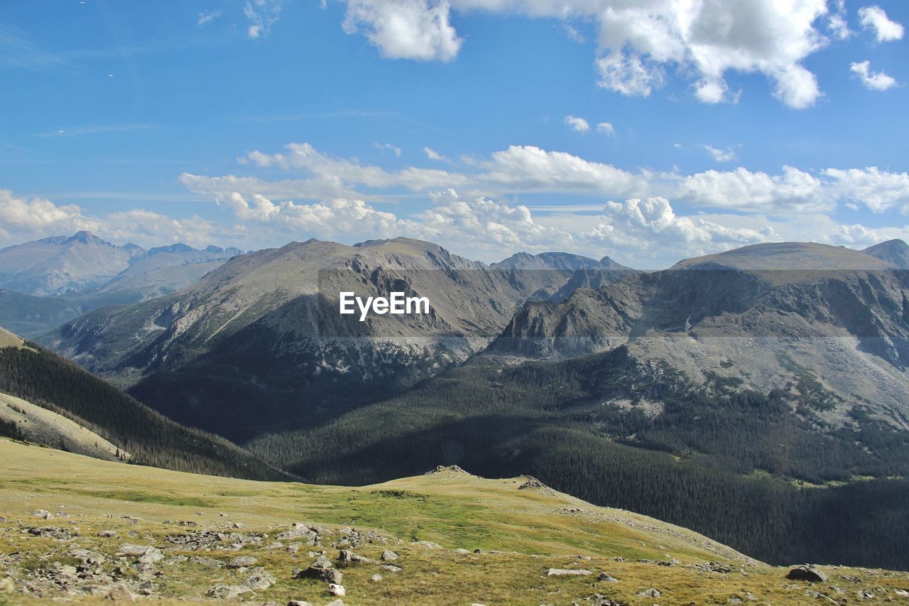 Scenic view of mountains against sky from rocky mountain national park