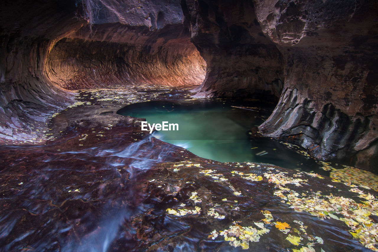 Natural landscape in autumn at zion national park in usa, also known as the subway