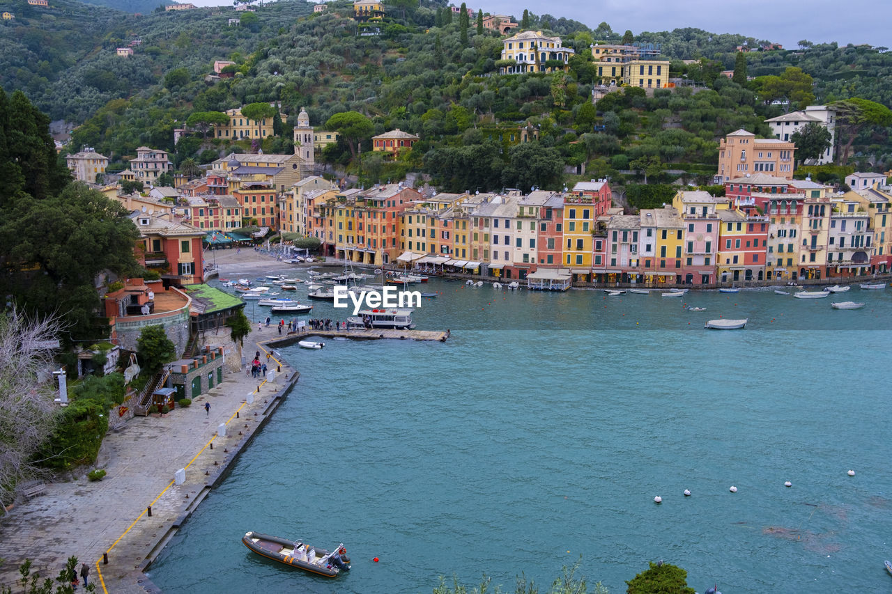 Beautiful landscape view of portofino famous landmark at italy.