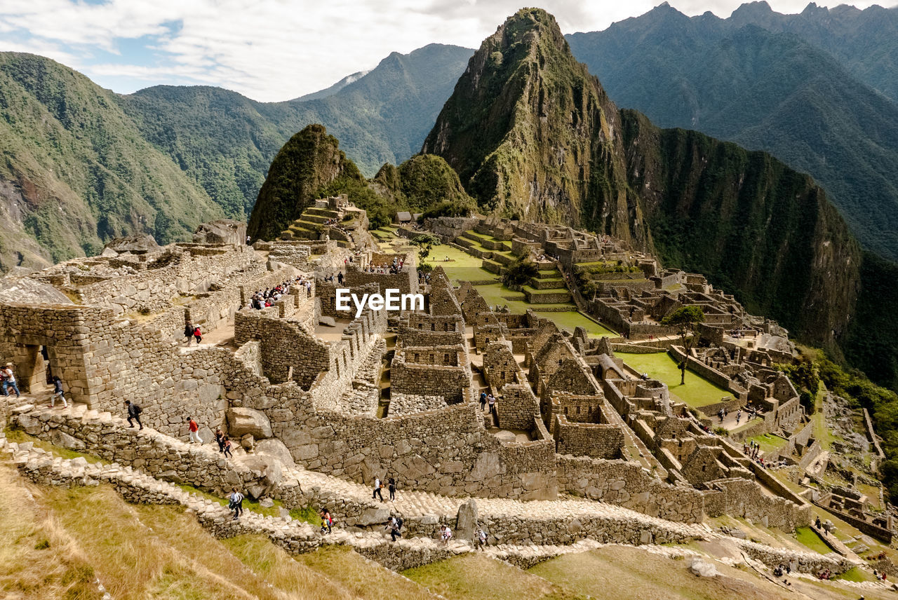 High angle view of machu picchu ruins