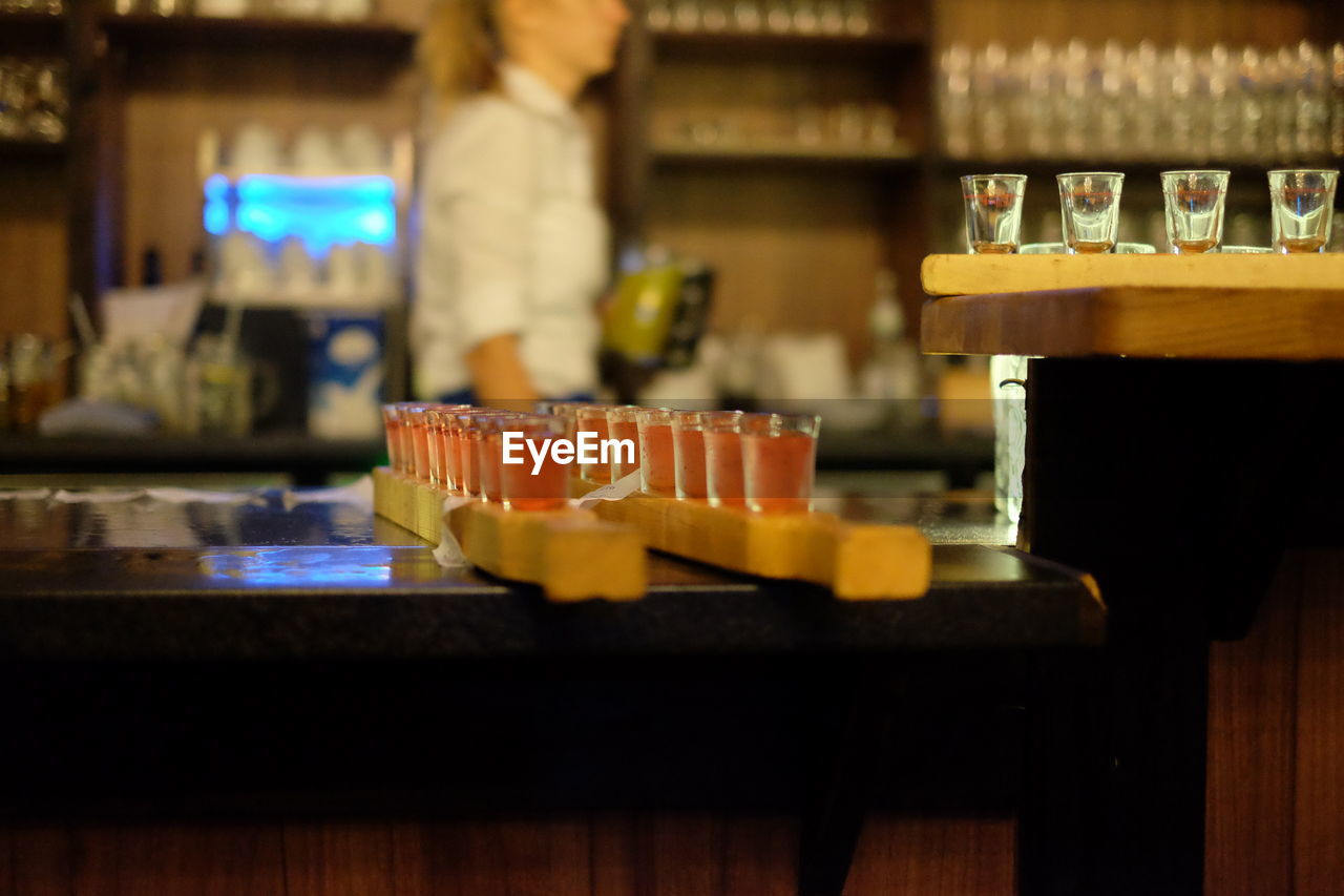 Drinks on table at restaurant