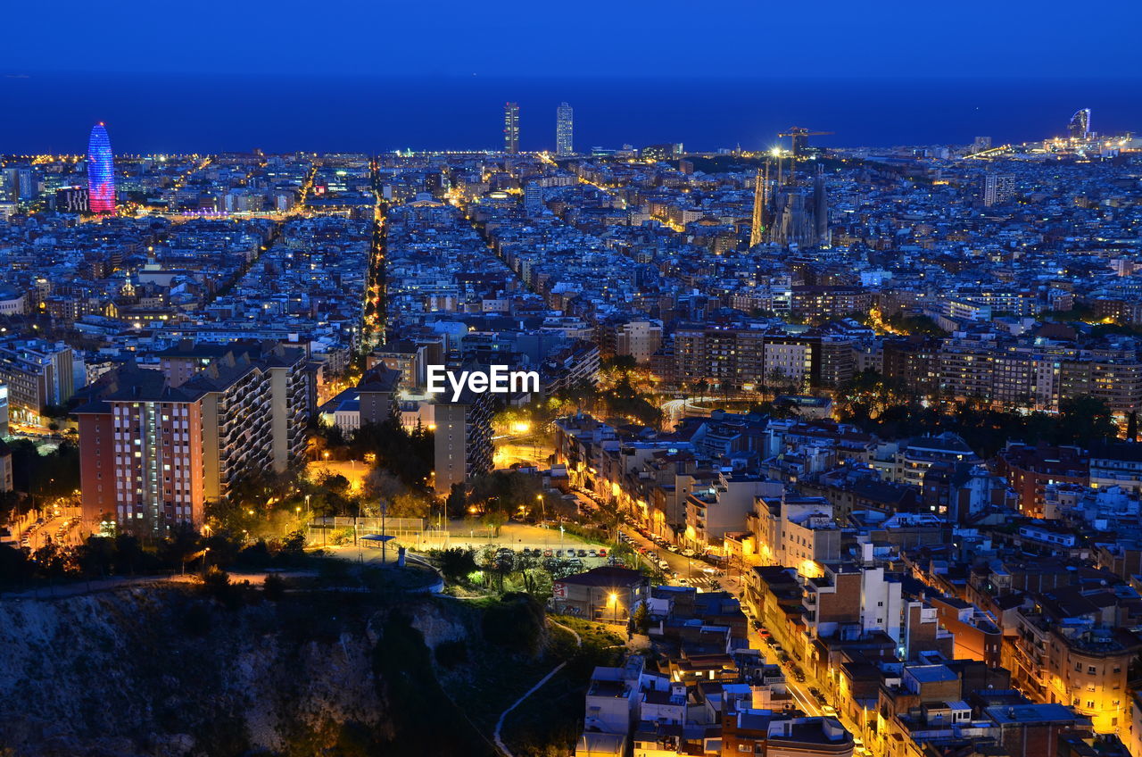 Evening cityscape from bunkers del carmel - barcelona, spain