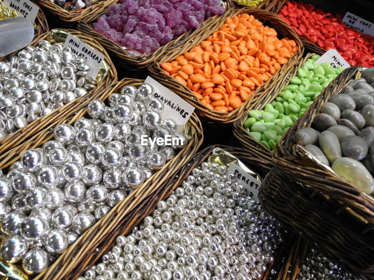 High angle view of objects for sale at market stall