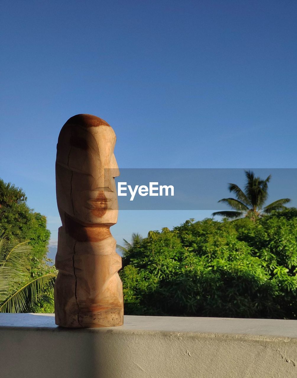 CLOSE-UP OF STATUE AGAINST CLEAR SKY