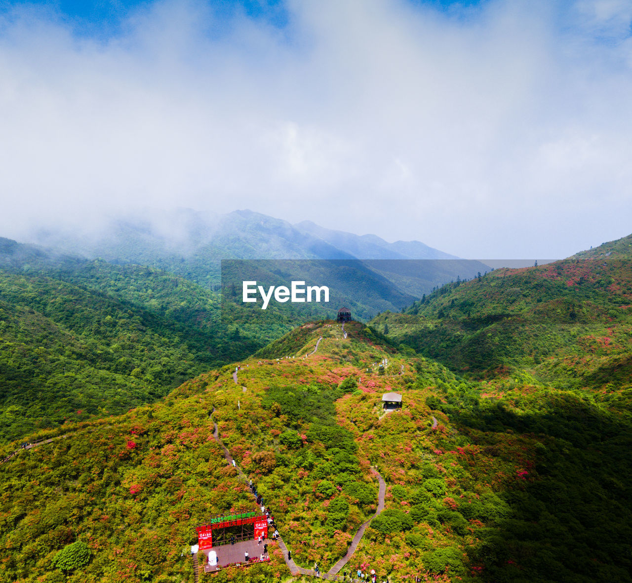 High angle view of landscape against sky