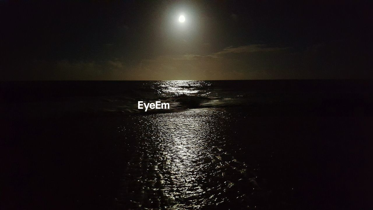 CLOSE-UP OF ILLUMINATED WATER AGAINST SKY