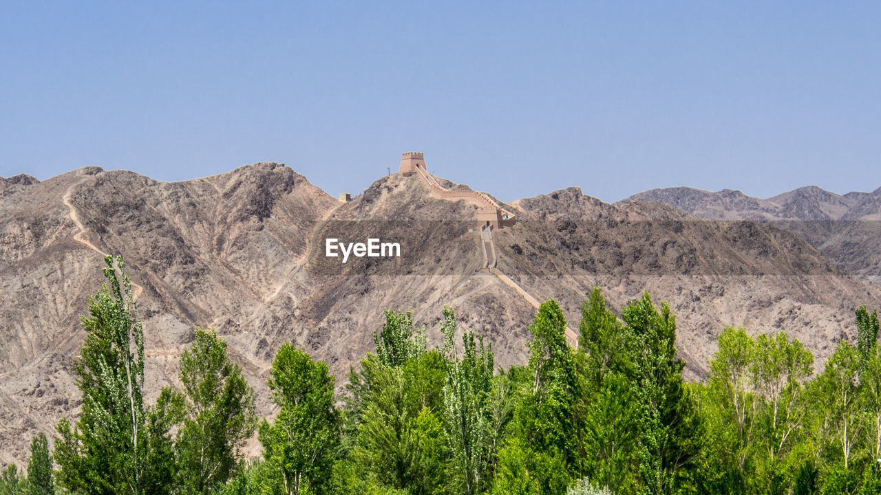 Scenic view of mountains against clear sky