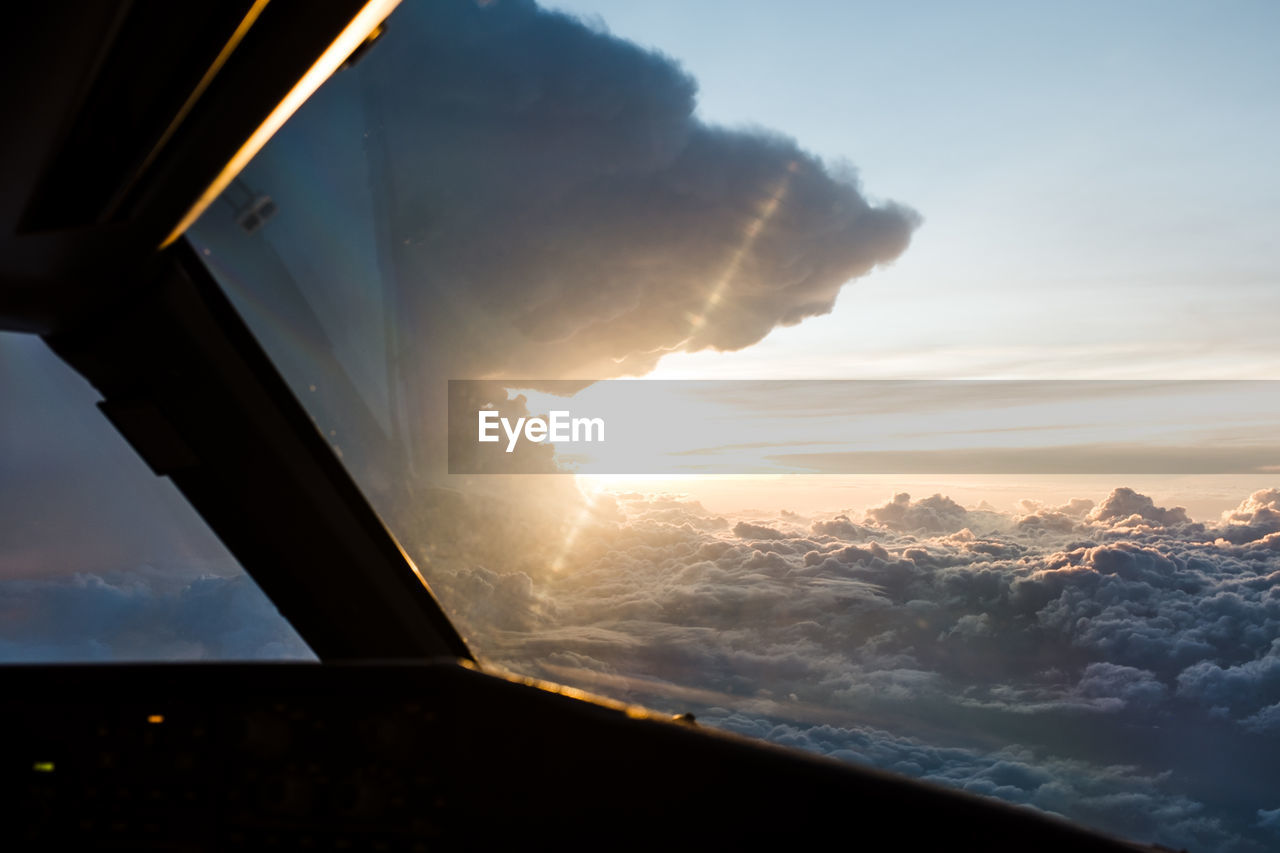 Cloudscape seen through airplane window