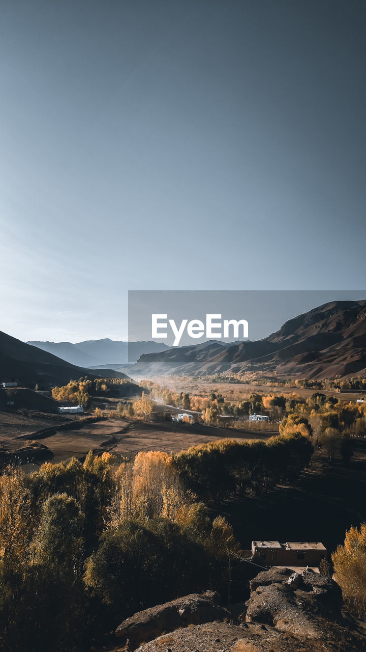 Scenic view of landscape against clear sky