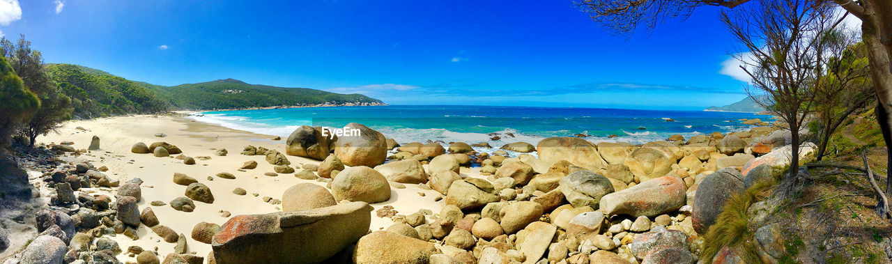 Panoramic view of beach against sky