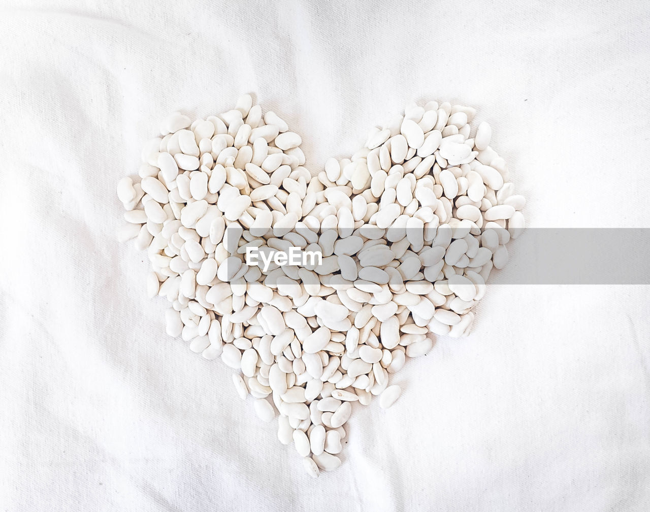 White beans in a heart shape