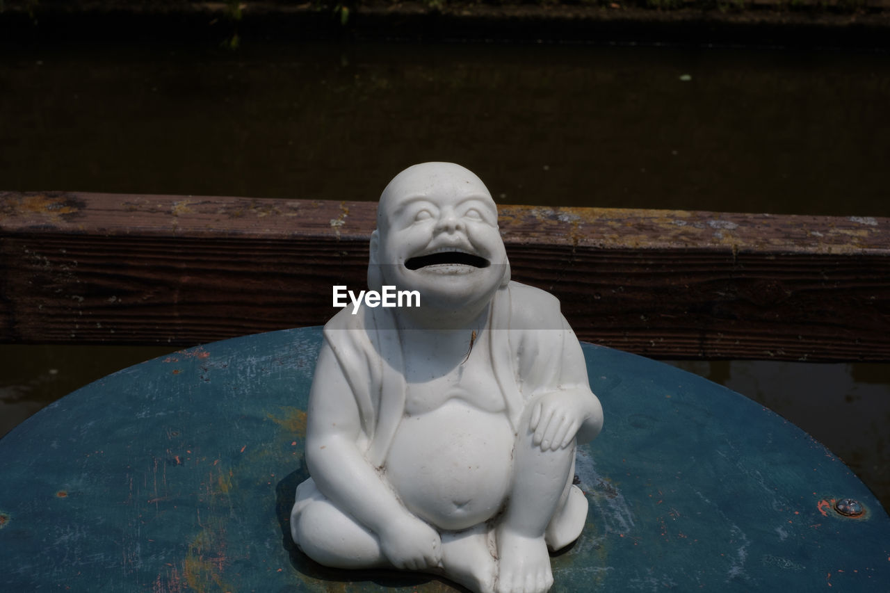 Close-up of buddha statue against temple