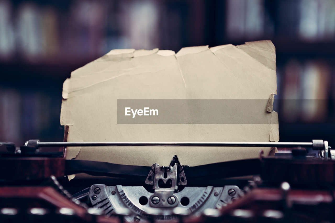 Close-up of paper in typewriter