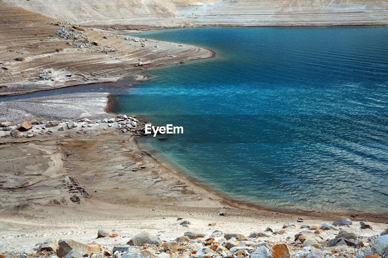 Scenic view of lake by ground 