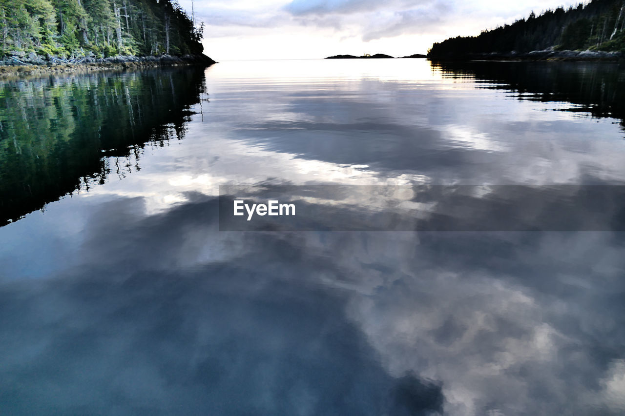 REFLECTION OF CLOUDS IN LAKE