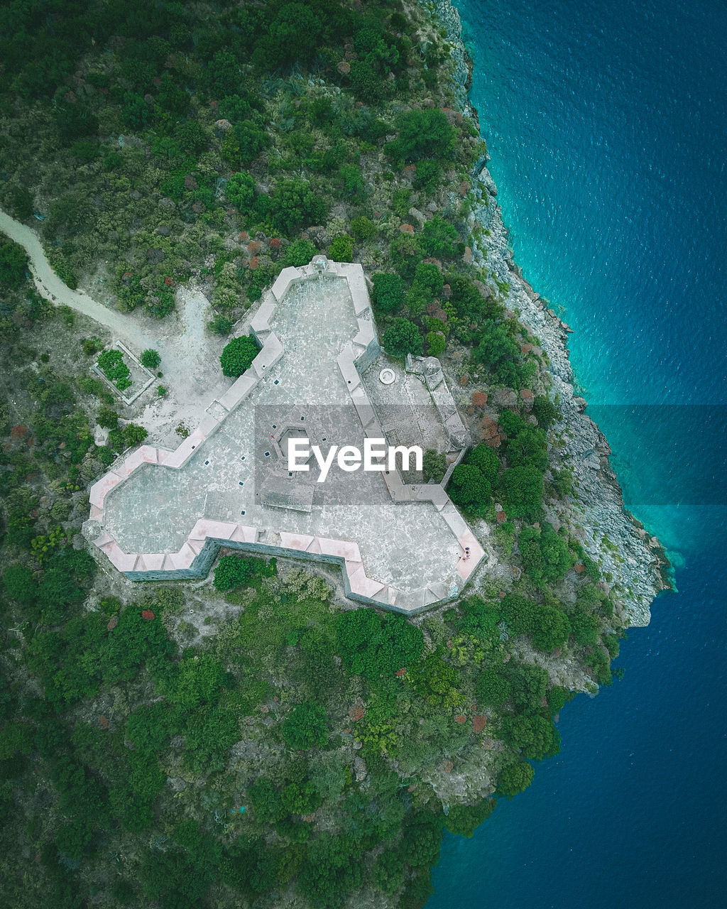 Aerial view of porto palermo castle 