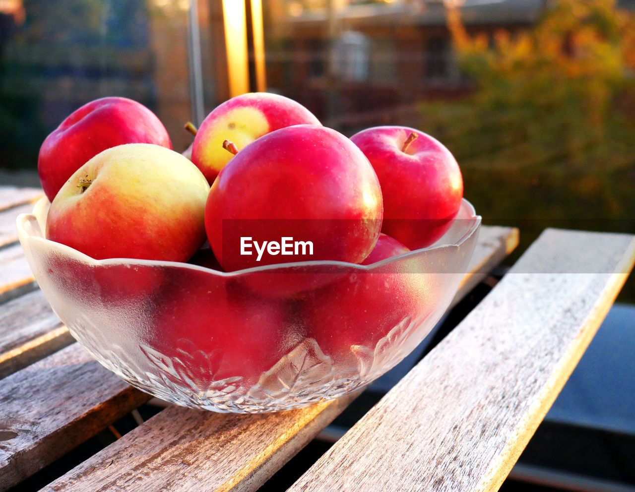 High angle view of apples on table