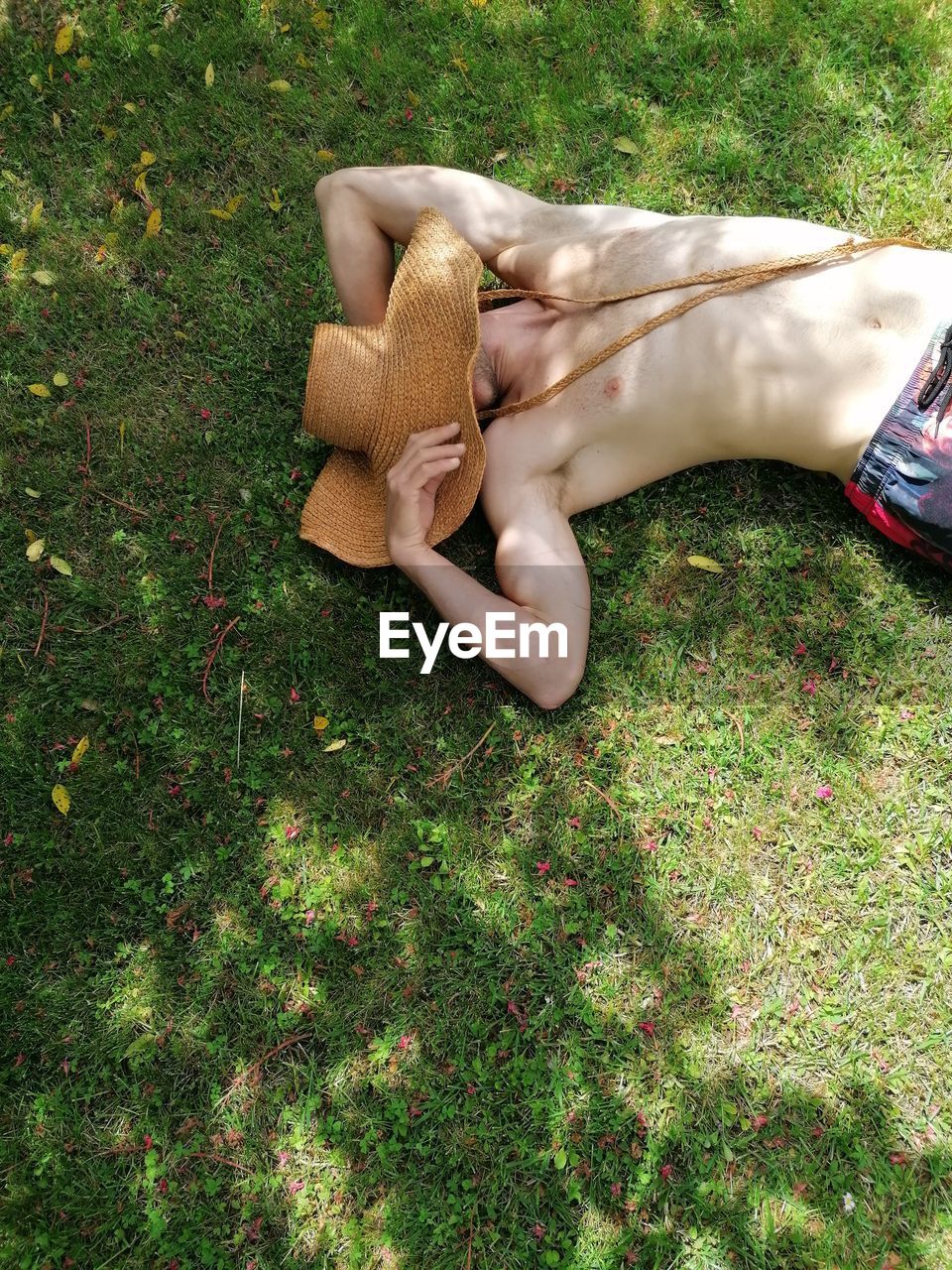 Woman lying on field