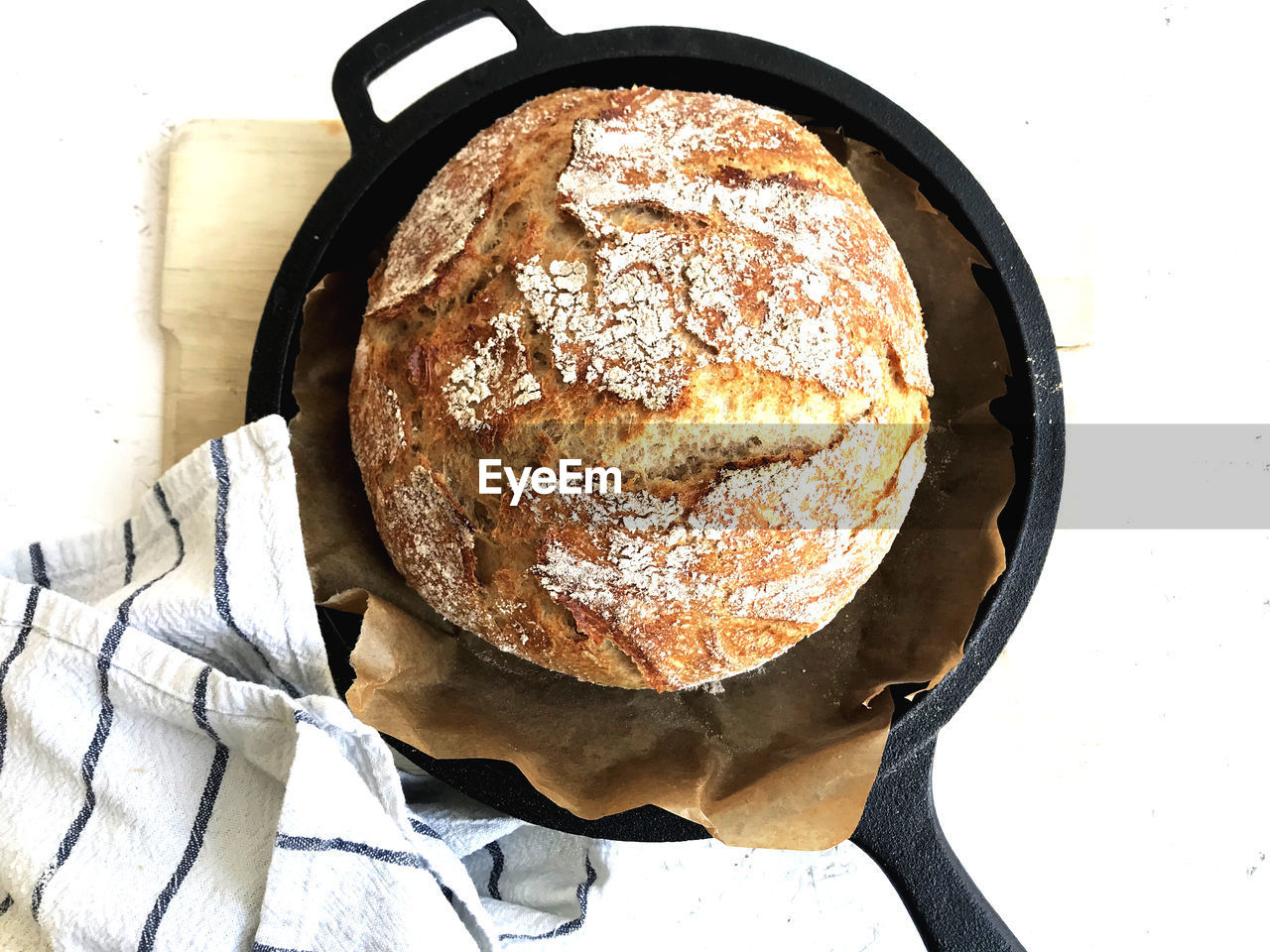 High angle view of sourdough bread